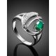 Silver Ring With Green Agate And White Crystals, Ring Size: 6.5 / 17, image , picture 2