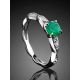 Green Agate Silver Ring With Crystals, Ring Size: 7 / 17.5, image , picture 2