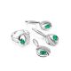 Silver Ring With Green Agate And White Crystals, Ring Size: 6.5 / 17, image , picture 5