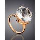 Golden Cocktail Ring With Bold White Crystal, Ring Size: 8.5 / 18.5, image , picture 2