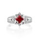 Elegant Silver Garnet Ring With Crystals, Ring Size: 5.5 / 16, image , picture 3
