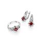 Silver Garnet Earrings With White Crystals, image , picture 4