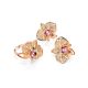Golden Floral Earrings With Crystals And Pink Enamel, image , picture 3