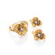 Ultra Feminine Golden Floral Earrings With Diamonds, image , picture 3