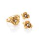 Golden Floral Ring With White Diamond, Ring Size: 7 / 17.5, image , picture 4