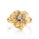 Golden Floral Ring With White Diamond, Ring Size: 7 / 17.5, image , picture 3