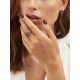 Golden Cocktail Ring With Bright Amethyst, Ring Size: 7 / 17.5, image , picture 3