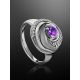 Silver Ring With Bold Amethyst And White Crystals, Ring Size: 8 / 18, image , picture 2