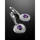Silver Earrings With Amethyst Dangles, image , picture 2