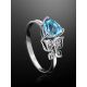 Silver Ring With Synthetic Topaz And White Crystals, Ring Size: 8 / 18, image , picture 2
