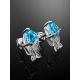 Charming Silver Earrings With Blue Stone And Crystals, image , picture 2