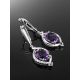 Silver Dangle Earrings With Amethyst And Crystals, image , picture 2