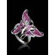 Silver Crystal Butterfly Cocktail Ring The Jungle, Ring Size: 5.5 / 16, image , picture 2