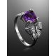 Romantic Silver Ring With Amethyst And Crystals, Ring Size: 6 / 16.5, image , picture 2