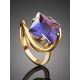 Bold Golden Ring With Synthetic Alexandrite, Ring Size: 7 / 17.5, image , picture 2
