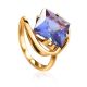 Bold Golden Ring With Synthetic Alexandrite, Ring Size: 7 / 17.5, image 