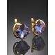 Bold Golden Earrings With Synthetic Alexandrite, image , picture 2