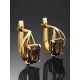 Elegant Golden Earrings With Smoky Quartz, image , picture 2