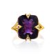 Golden Cocktail Ring With Bright Amethyst, Ring Size: 7 / 17.5, image , picture 4