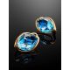 Bold Golden Earrings With Light Blue Topaz, image , picture 2