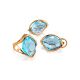 Bold Golden Earrings With Light Blue Topaz, image , picture 3