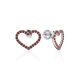 Heart Shaped Studs With Red Crystals The Aurora								, image 