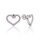 Sparkling Heart Shaped Studs With Light Pink Crystals The Aurora, image 