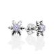 Silver Snowflake Stud Earrings With Lilac Crystals The Aurora							, image 