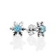 Silver Snowflake Studs With Crystals The Aurora						, image 