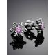 Silver Snowflake Stud Earrings With Light Pink Crystals The Aurora								, image , picture 2