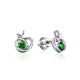 Silver Stud Earrings With Green Crystals The Aurora								, image 