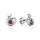 Abstract Silver Stud Earrings With Red Crystals The Aurora, image 