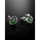 Silver Stud Earrings With Green Crystals The Aurora								, image , picture 2