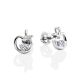 Silver Stud Earrings With White Crystals The Aurora								, image 