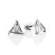 Triangle Silver Studs With Crystals The Aurora								, image 