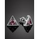 Triangle Silver Studs With Pink Crystals The Aurora							, image , picture 2
