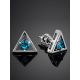 Triangle Silver Studs With Light Blue Crystals The Aurora								, image , picture 2