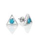 Triangle Silver Studs With Light Blue Crystals The Aurora								, image 