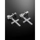 Sparkling Silver Cross Drop Earrings The Aurora								, image , picture 2