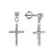 Sparkling Silver Cross Drop Earrings The Aurora								, image 