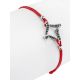 Red Lace Friendship Bracelet With Black Crystal Charm							, Length: 16, image , picture 3