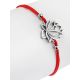 Red Lace Friendship Bracelet With Lotus Charm 							, Length: 16, image , picture 3