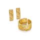 Trendy Textured Gold Plated Silver Ring The Liquid, Ring Size: Adjustable, image , picture 4