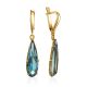 Bold Golden Drop Earrings With Aquamarine, image 