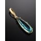 Classy Golden Pendant With Aquamarine, image , picture 2
