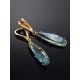 Bold Golden Drop Earrings With Aquamarine, image , picture 2