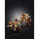 Golden Floral Earrings With Multicolor Gemstones, image , picture 2