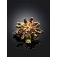 Floral Golden Pendant With Multicolor Gemstones, image , picture 2