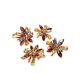 Golden Floral Earrings With Multicolor Gemstones, image , picture 3
