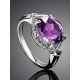 Silver Ring With Bold Amethyst And Crystals, Ring Size: 7 / 17.5, image , picture 2